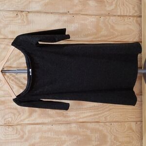 Tobi Olly Black Gray Marled Knit Off Shoulder Shift Dress Size M